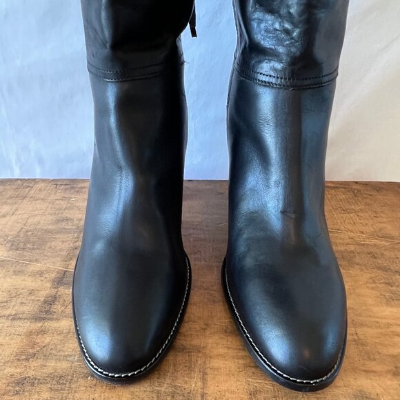 Coach Coty Boots, Black Leather Back Laces, Mid-Calf Size 10, Made in Italy EC - Picture 5 of 11